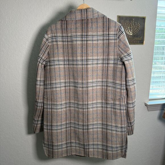 Women's Belle & Bloom Brown, Black, Blue Plaid Snap Front Coat Size L NEW - Picture 7 of 10